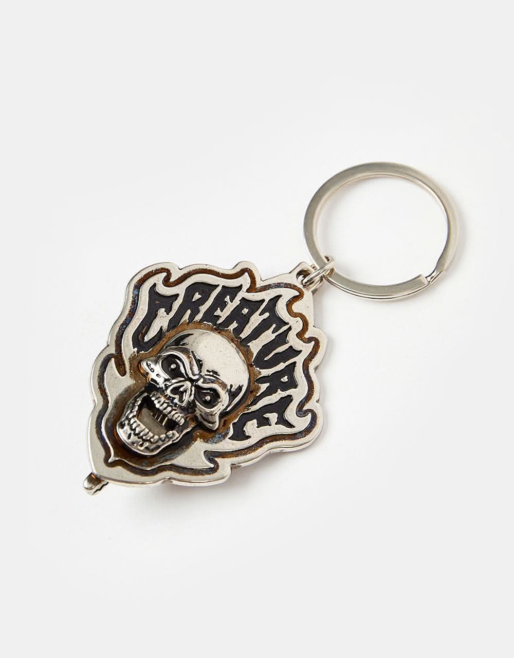 Creature Bonehead Flame Keychain - Antique Nickel