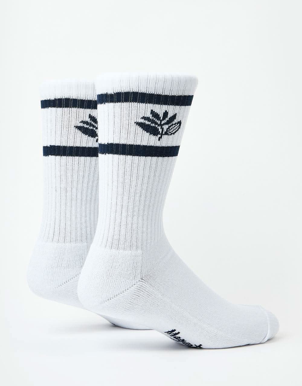 Magenta Plant Socks - White