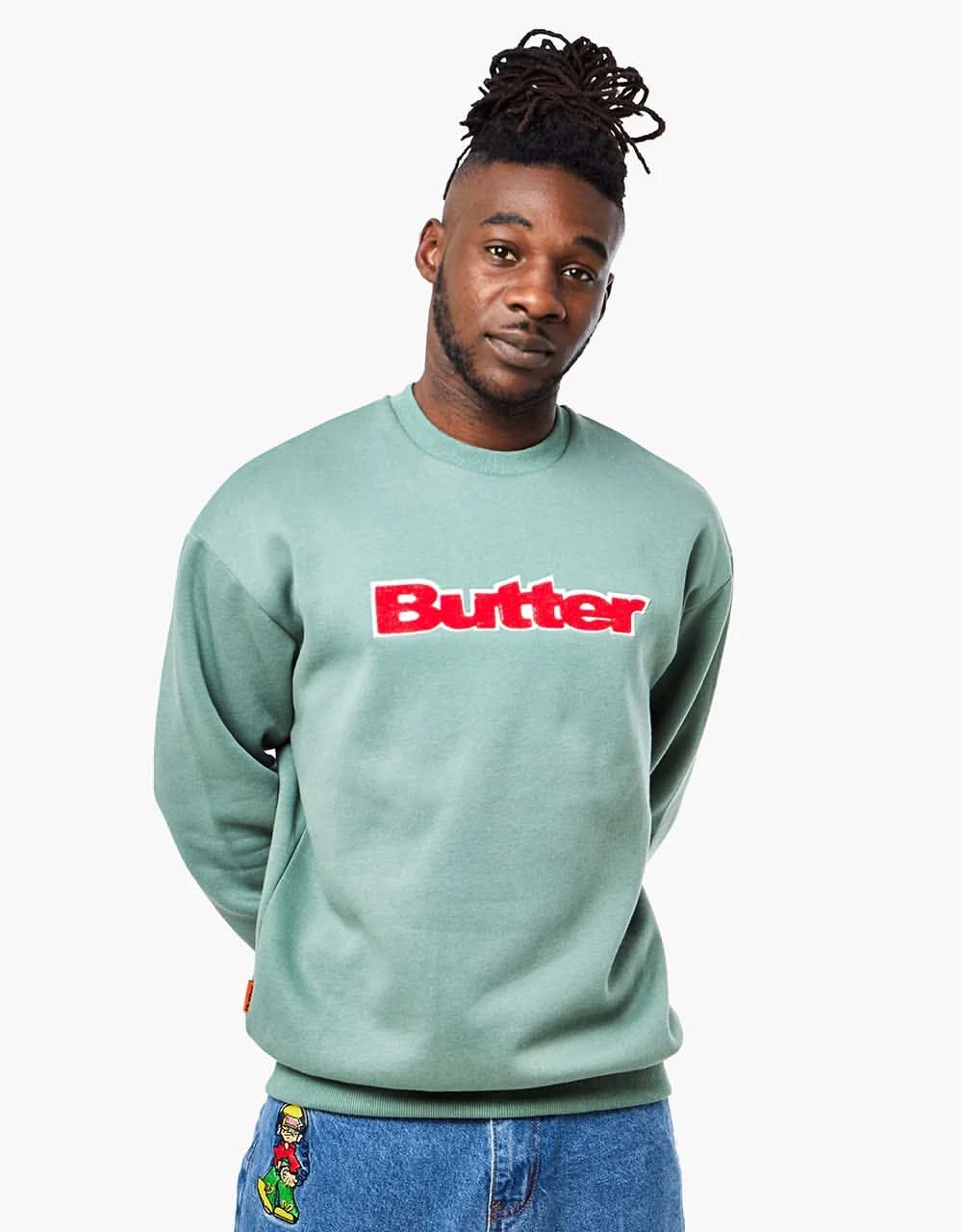 Butter Goods Chenille Logo Crewneck Spruce