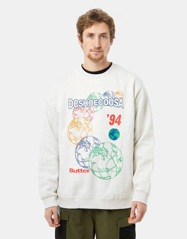 DC x Butter Goods World Crew - Snow Heather