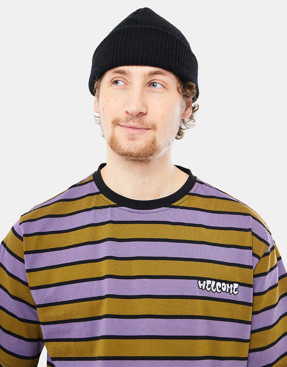 Welcome Cooper Stripe Knit T-Shirt - Olive