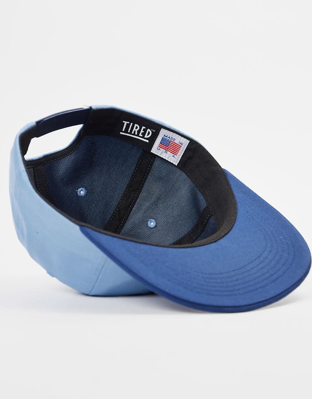 Tired Stamp 2 Tone 6 Panel Cap - Light Blue/Navy