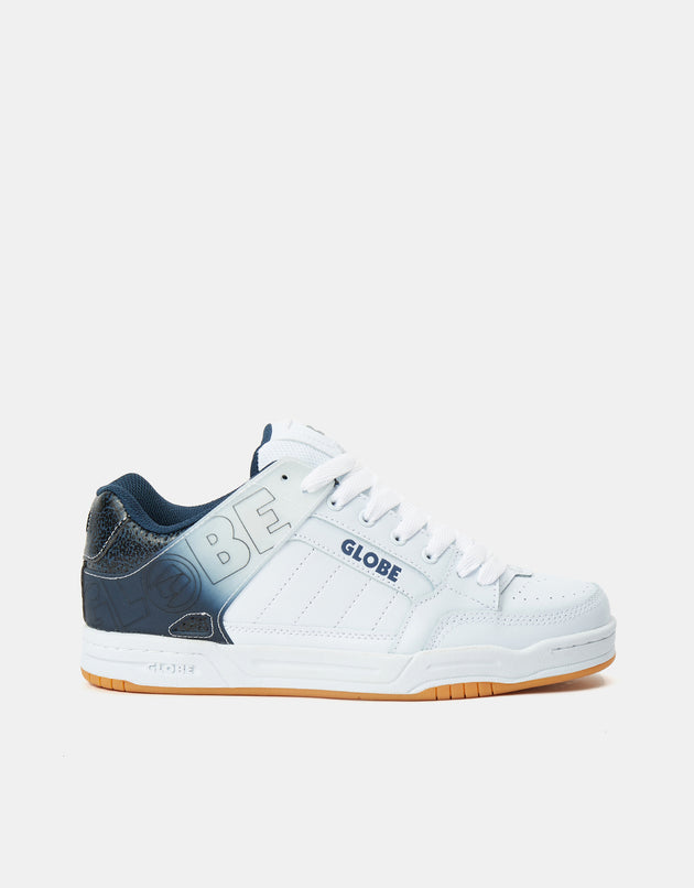 Globe Tilt Skate Shoes - White/Blue Stipple