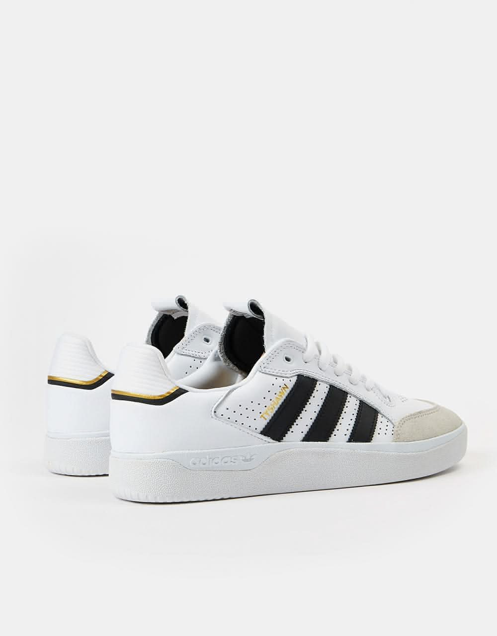 adidas Tyshawn Low Skate Shoes - White/Core Black/Gold Metallic