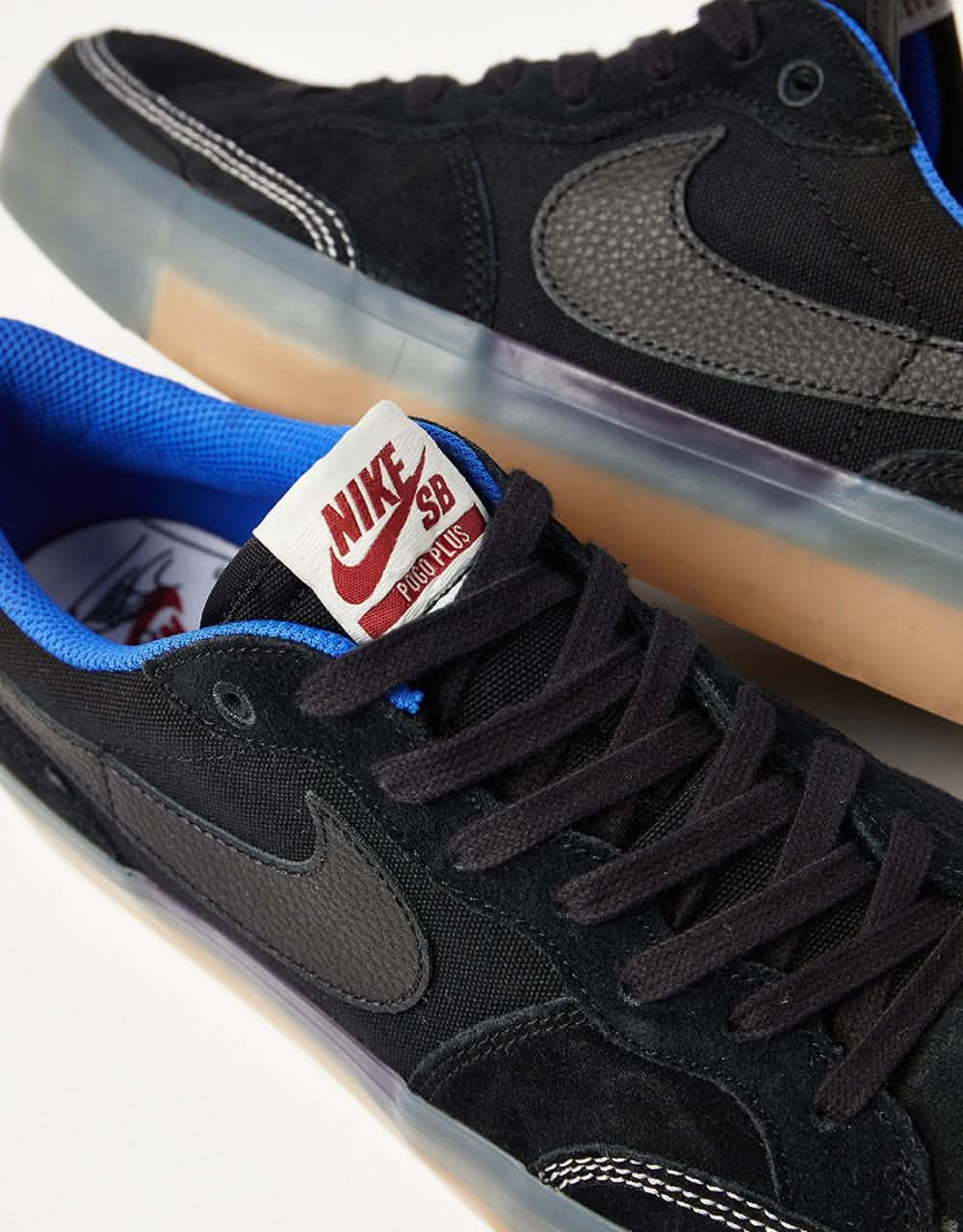 Nike SB Pogo Premium Skate Shoes - Black/Black-Hyper Royal-Gum Light Brown