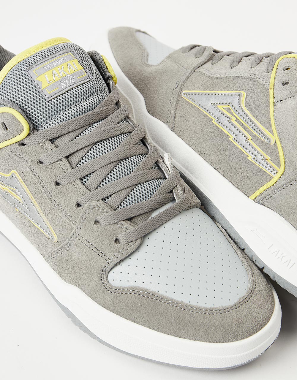 Lakai Telford Low Skate Shoes - Grey/Reflective Suede