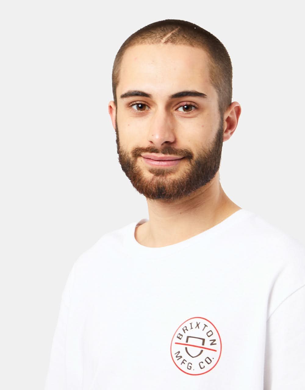 Brixton Crest II T-Shirt - White/Aloha Red/Dark Earth