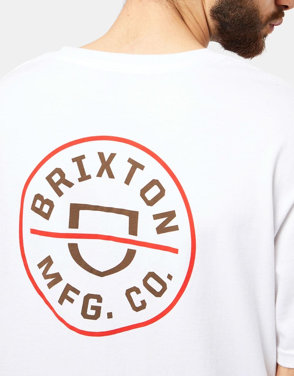 Brixton Crest II T-Shirt - White/Aloha Red/Dark Earth