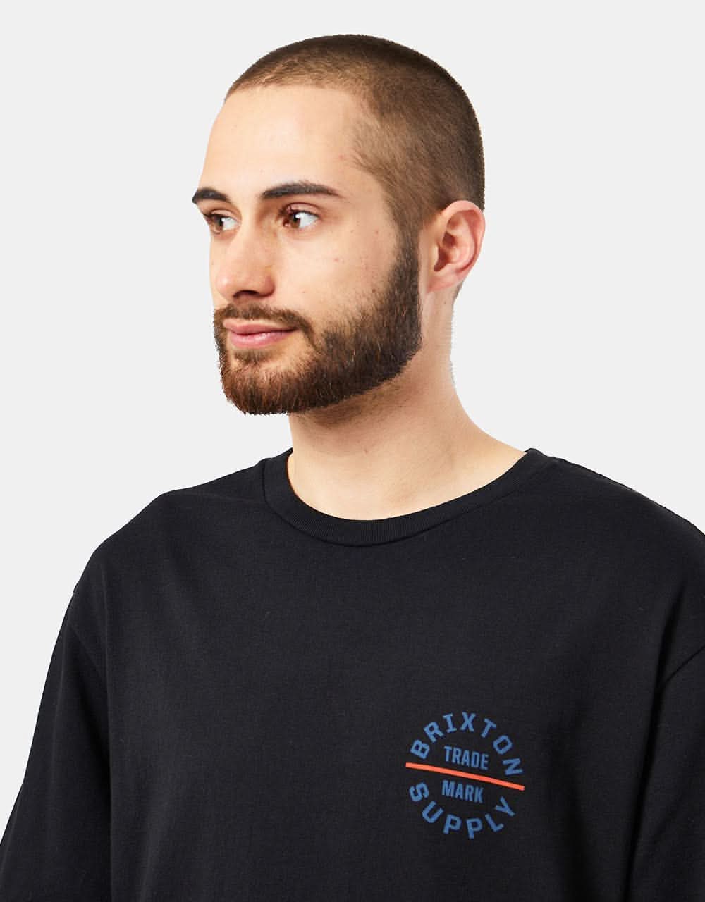 Brixton Oath V T-Shirt - Black/Pacific Blue