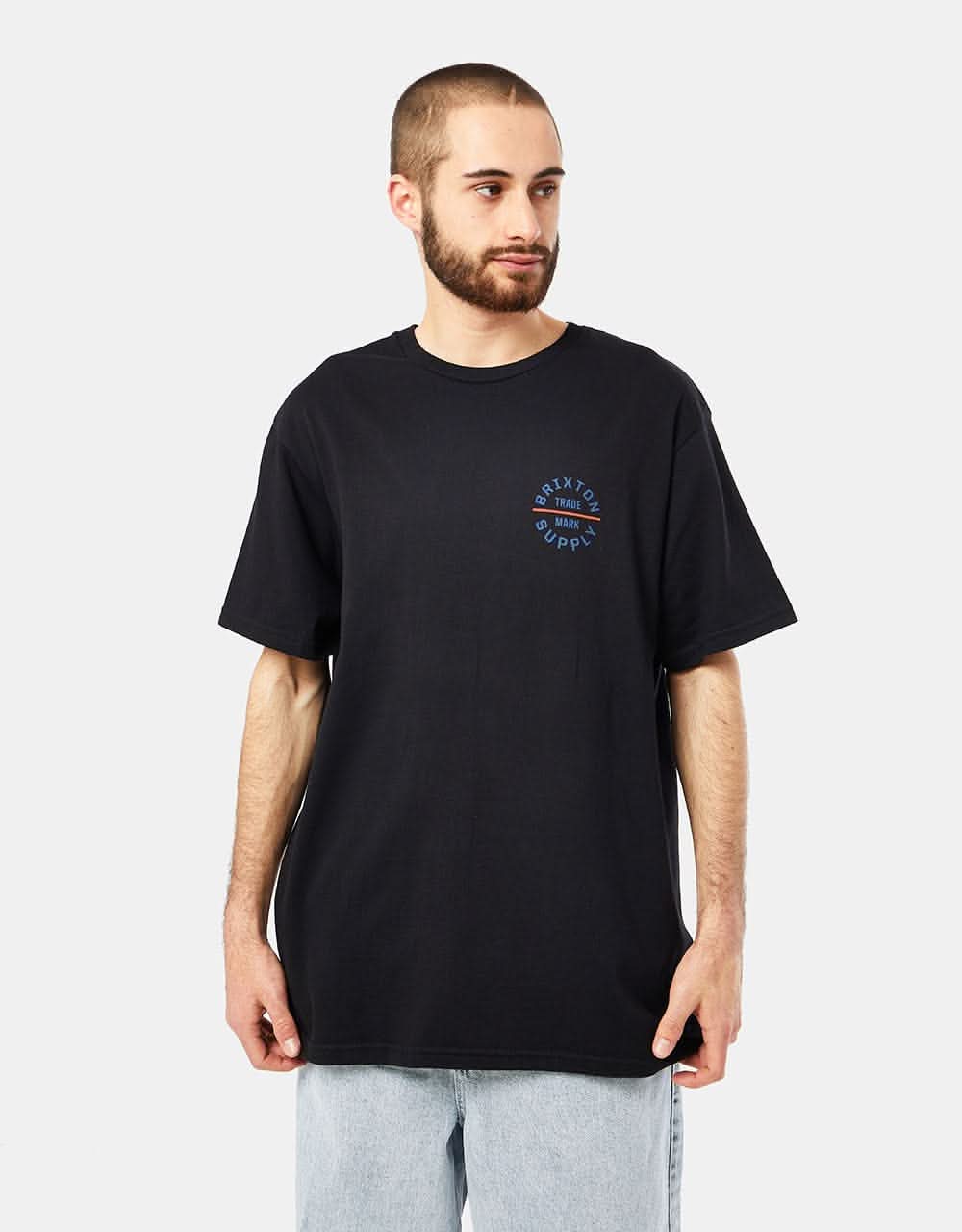 Brixton Oath V T-Shirt - Black/Pacific Blue