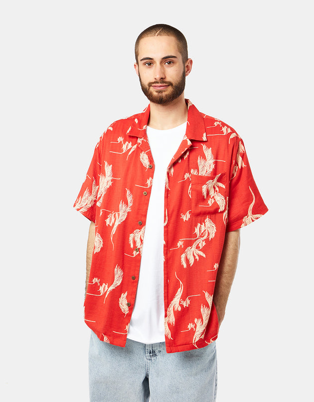 Brixton Bunker Slub Shirt - Aloha Red/White/Coconut