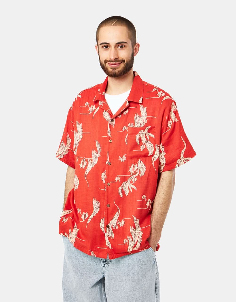 Brixton Bunker Slub Shirt - Aloha Red/White/Coconut