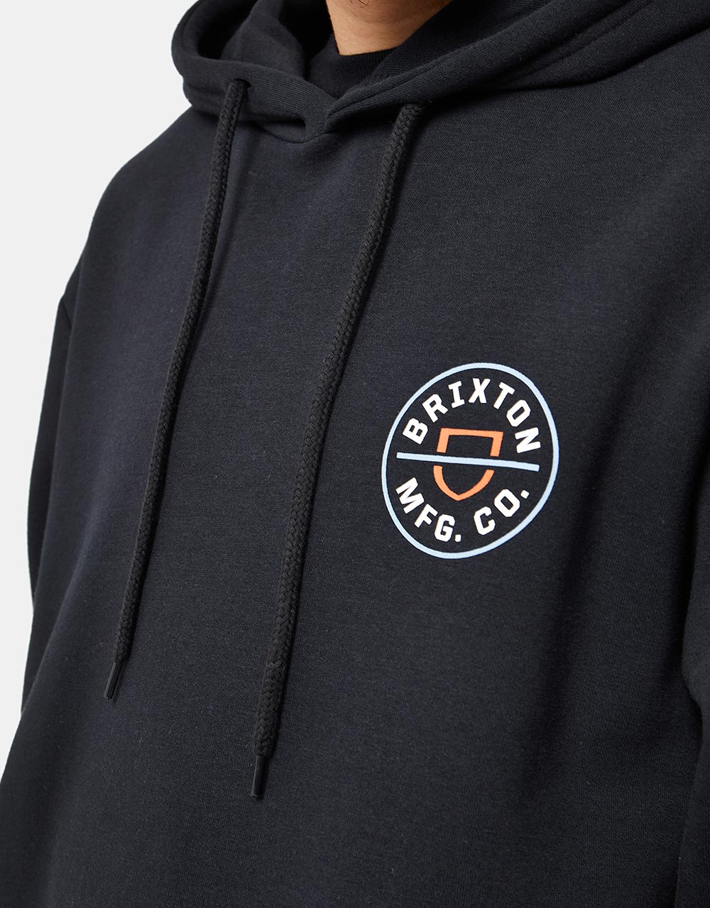 Brixton Crest Pullover Hoodie - Black/Dusty Blue/Burnt Red