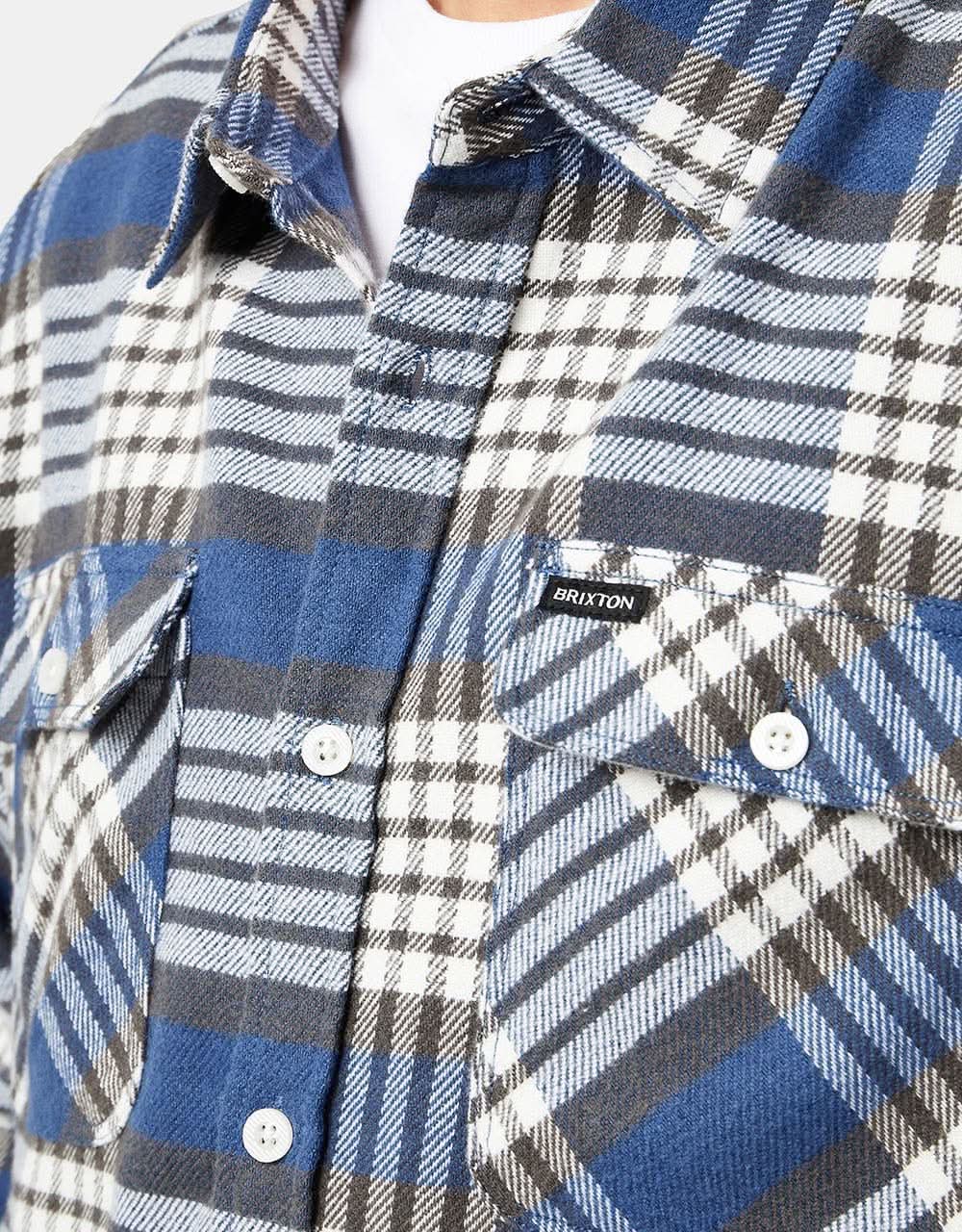 Brixton Bowery L/S Flannel Shirt - Pacific Blue/Whitecap/Black