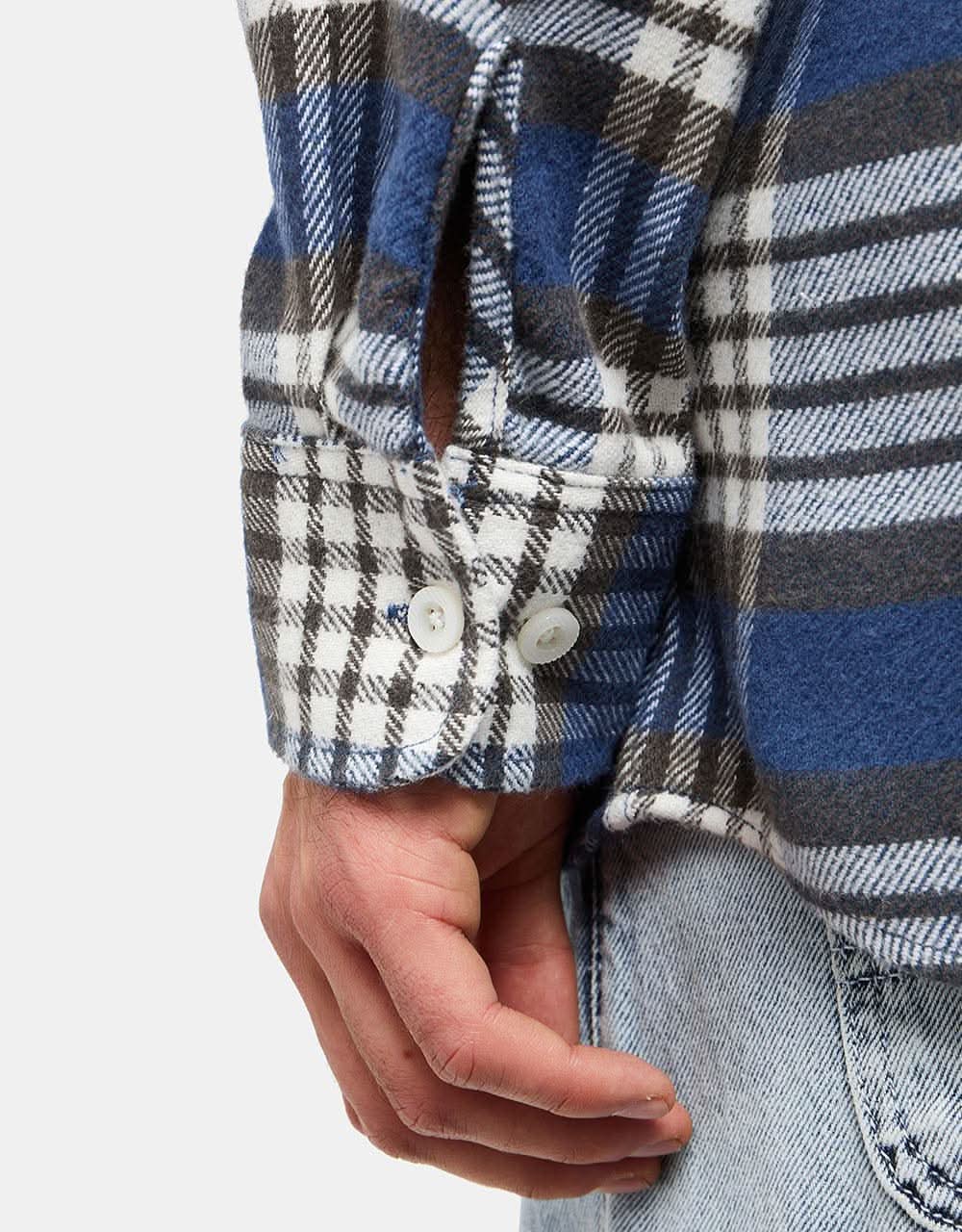 Brixton Bowery L/S Flannel Shirt - Pacific Blue/Whitecap/Black