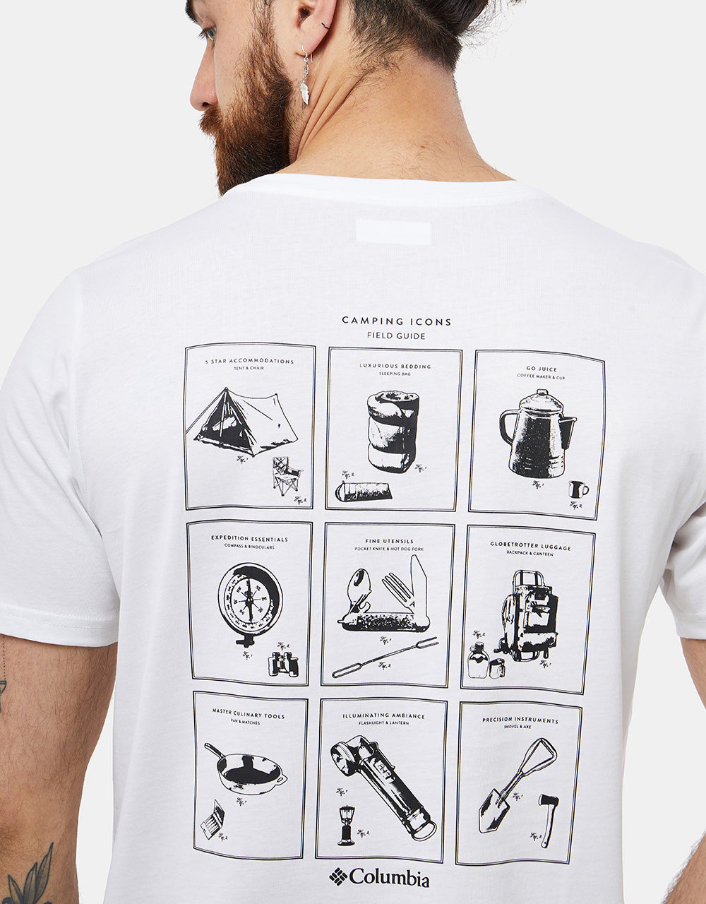 Columbia Rapid Ridge Back Graphic II T-Shirt - White/Campsite Icons