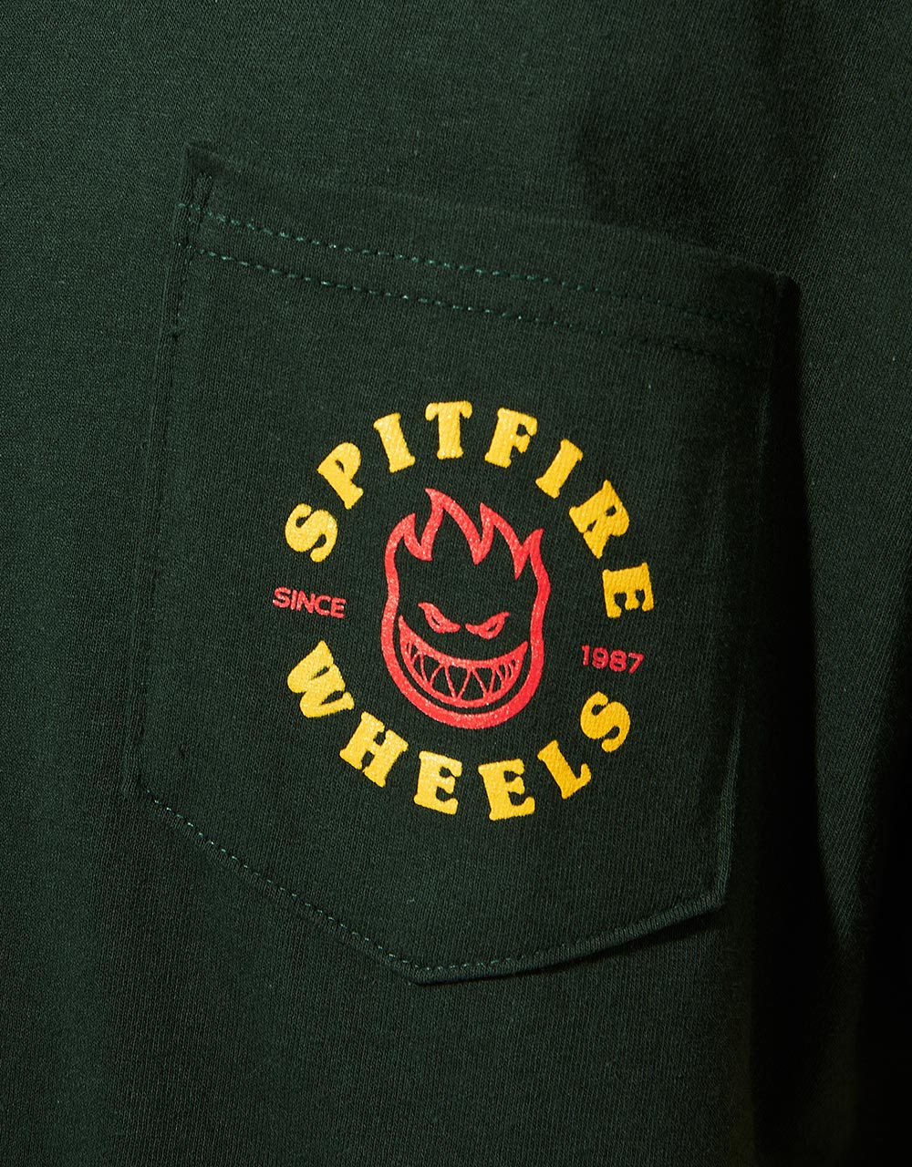 Spitfire Bighead Classic Pocket T-Shirt - Forest Green/Gold/Red