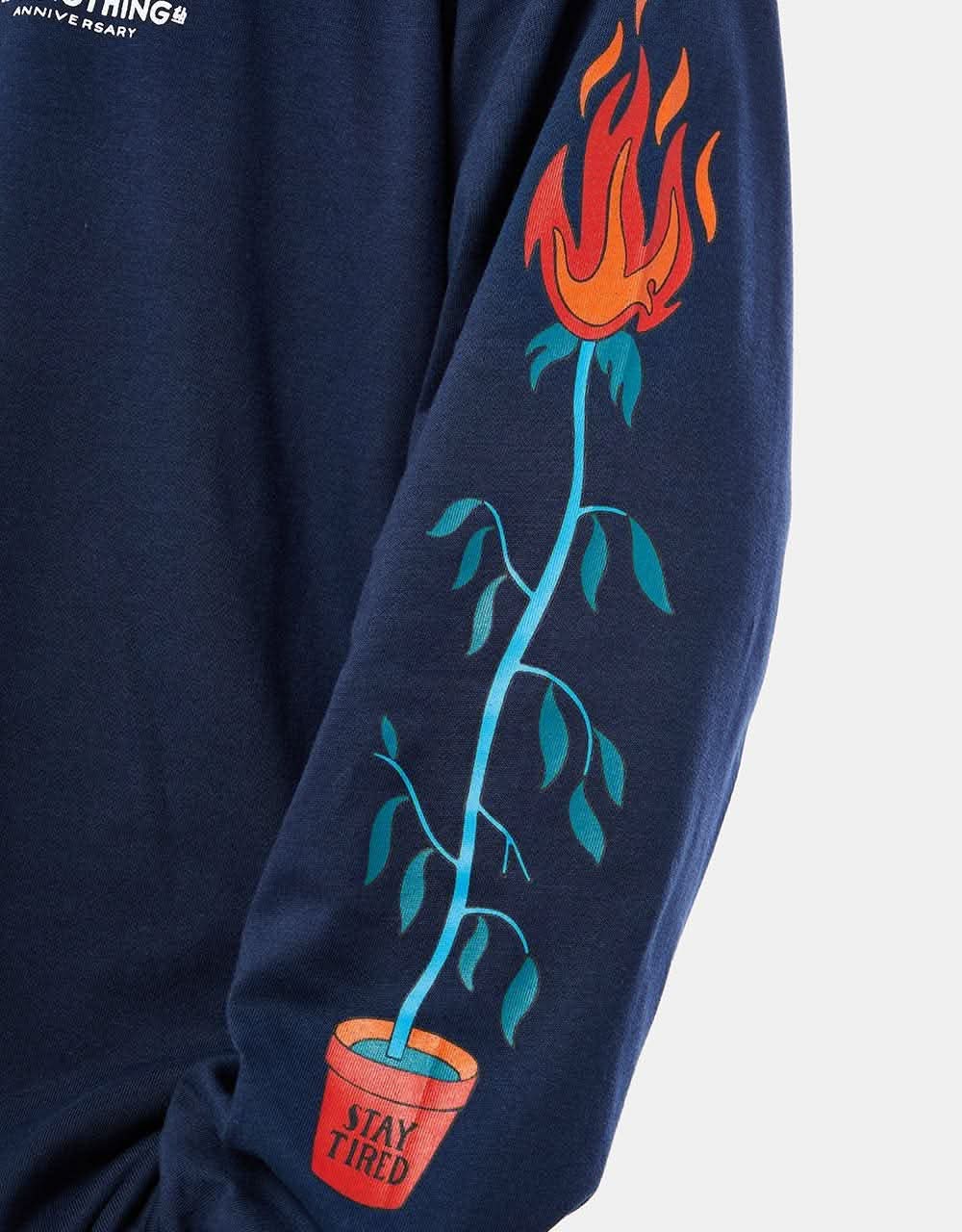 Tired Nothingth L/S Organic T-Shirt - Navy
