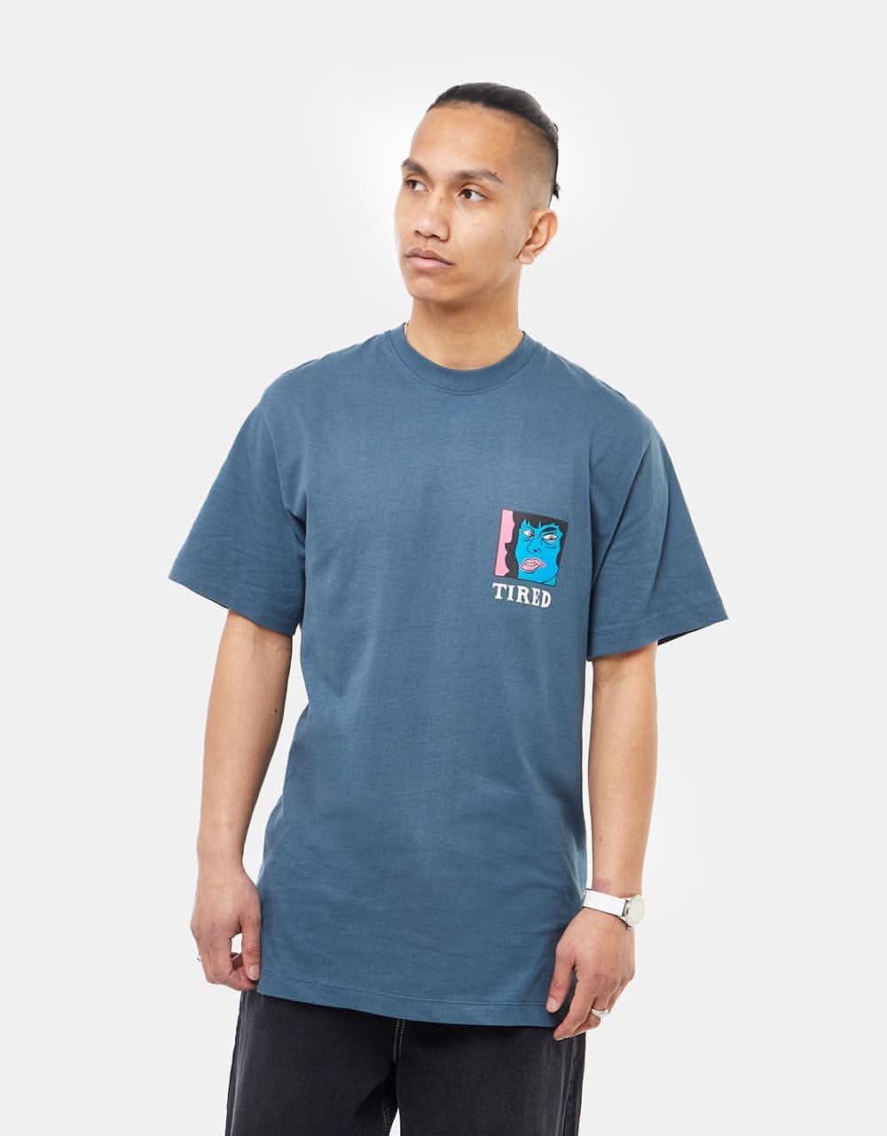 Tired Thumb Down Organic T-Shirt - Orion Blue