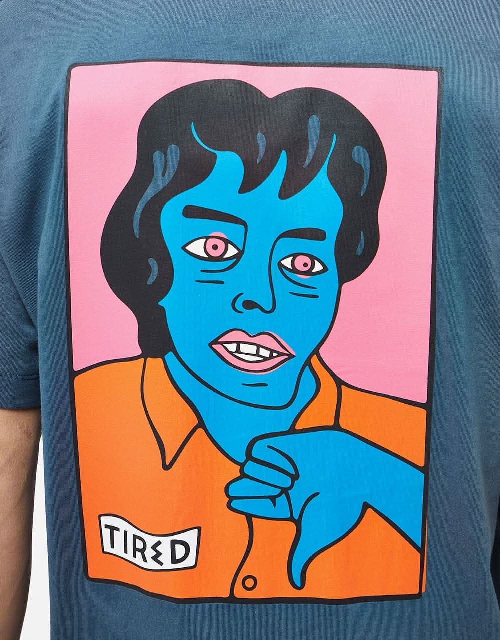 Tired Thumb Down Organic T-Shirt - Orion Blue
