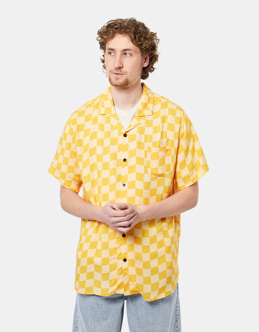 Poler Aloha Shirt - Wavy Check Yellow
