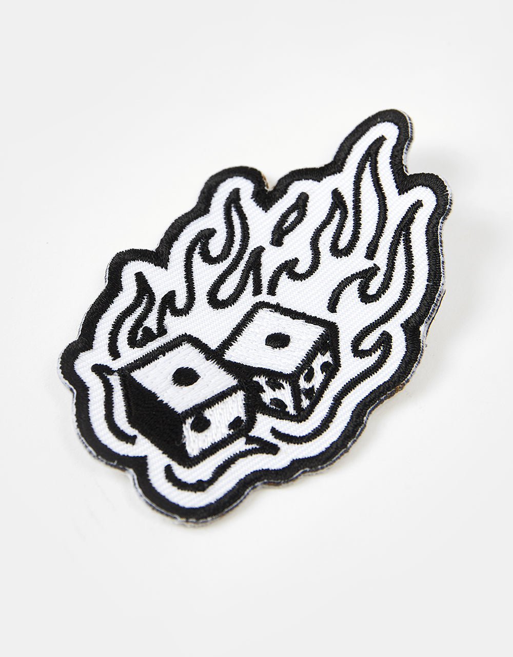 Route One Fire Dice Embroidered Patch - White
