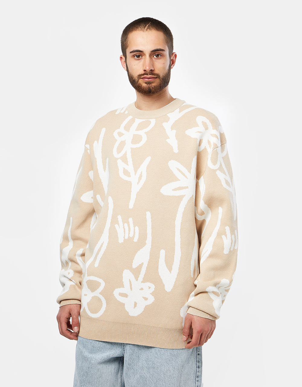 Route One Wildflower Knitted Sweater - Ivory Cream/White