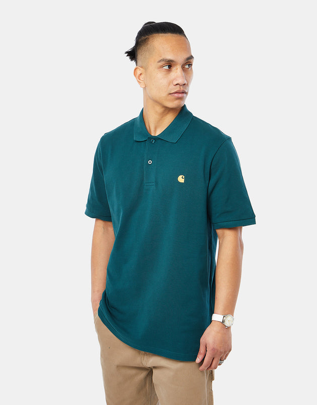 Carhartt WIP S/S Chase Pique Polo - Botanic/Gold
