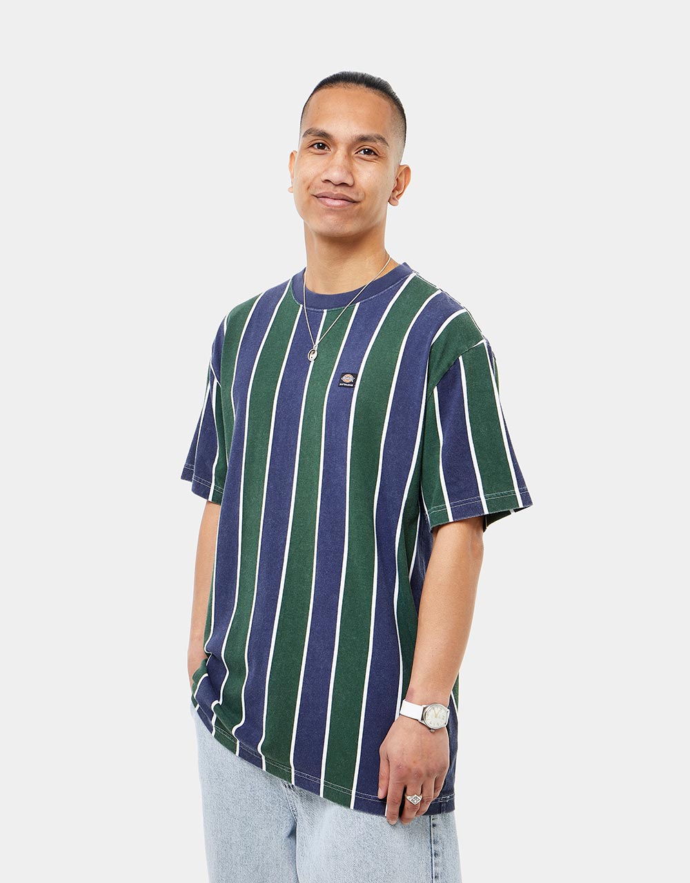 Dickies x Jake Hayes Stripe T-Shirt - Navy/Pine Stripe
