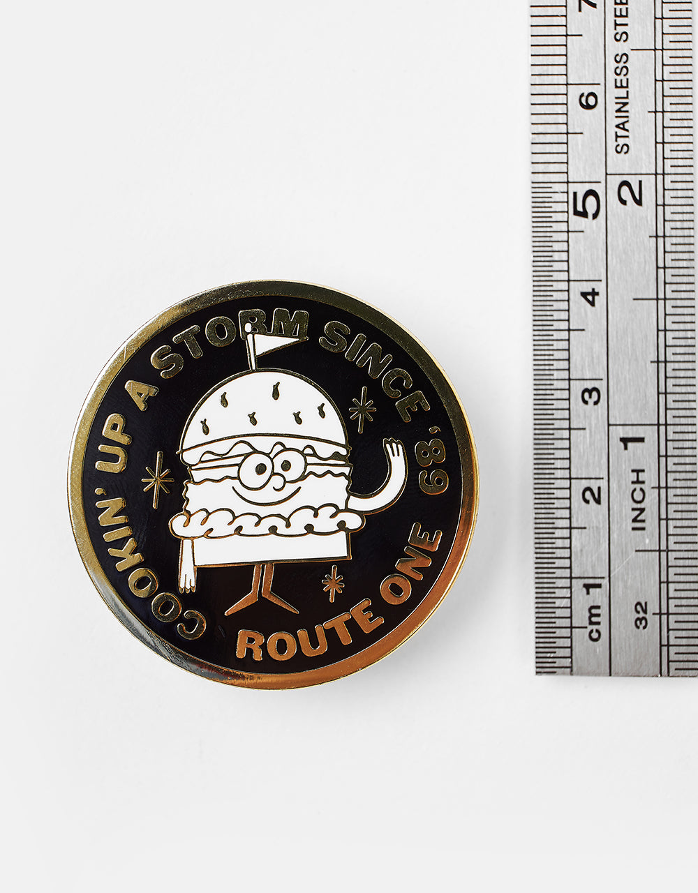 Route One Burger Pin - Gold