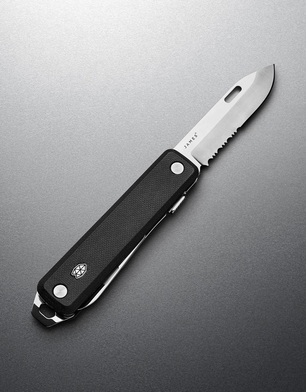 James The Ellis Pocket Knife - Black/Stainless/Serrated