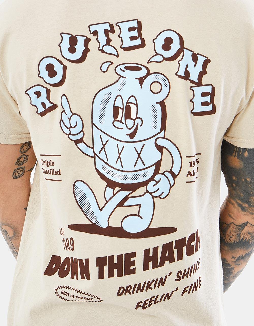 Route One Down The Hatch T-Shirt - Sand