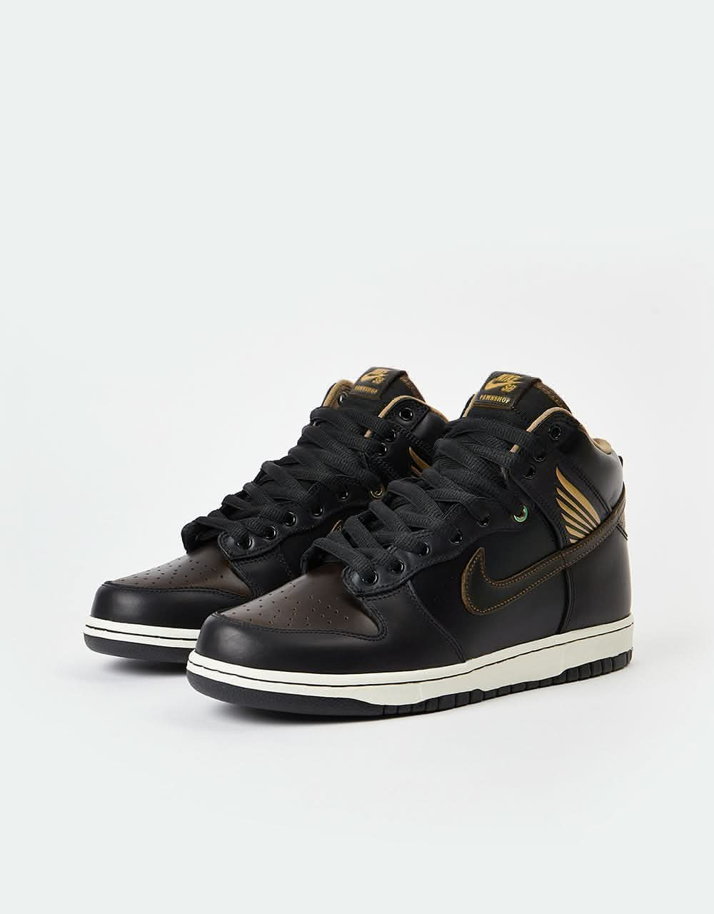 Nike SB 'Pawnshop' Dunk High OG QS Skate Shoes - Black/Black-Metallic Gold