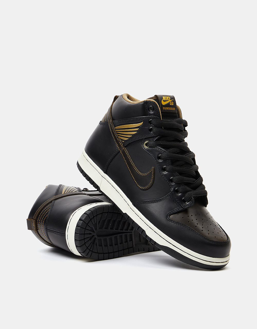 Nike SB 'Pawnshop' Dunk High OG QS Skate Shoes - Black/Black-Metallic Gold
