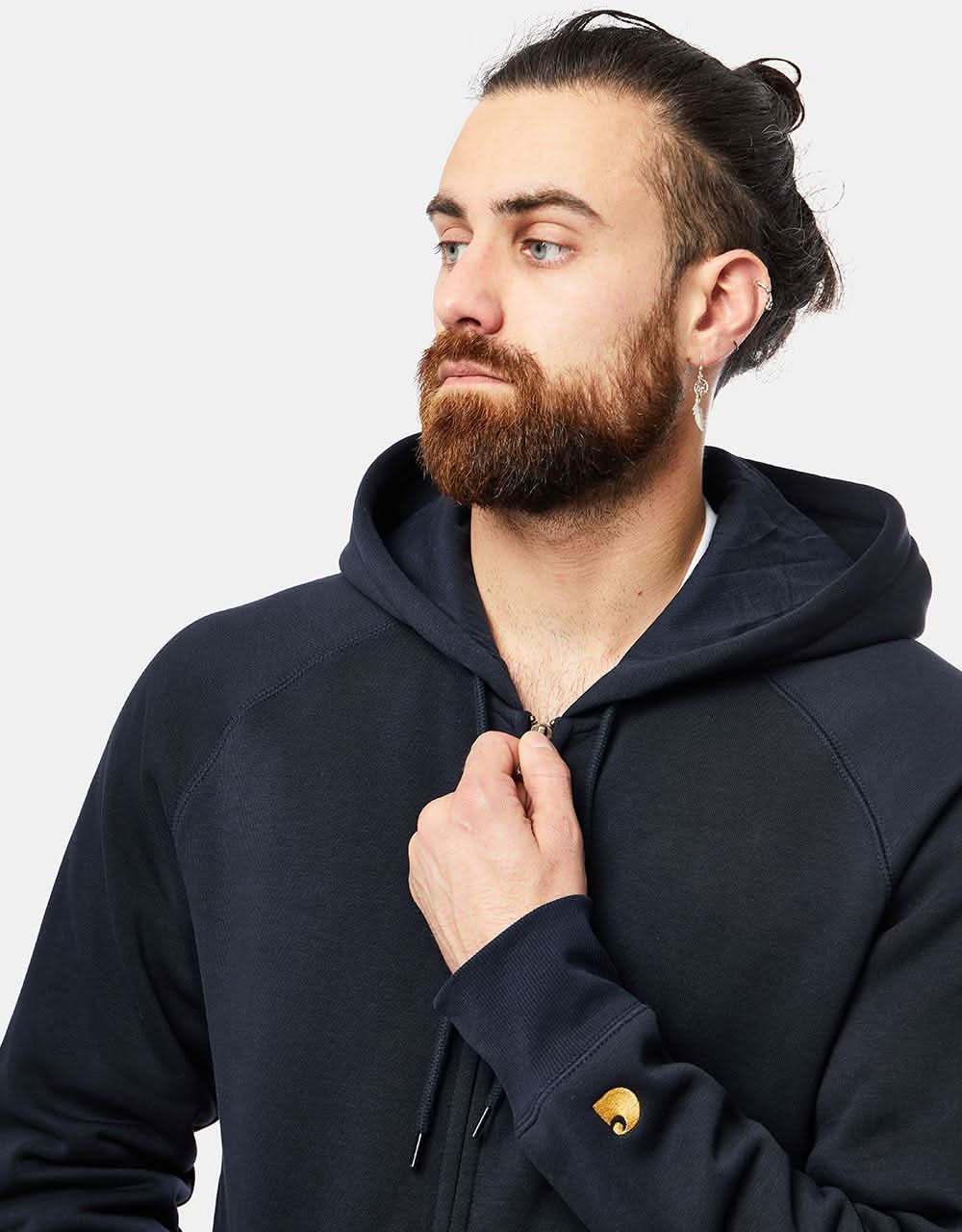 Carhartt WIP Hooded Chase Jacket - Dark Navy/Gold