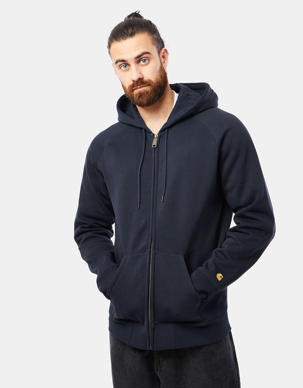 Carhartt WIP Hooded Chase Jacket - Dark Navy/Gold