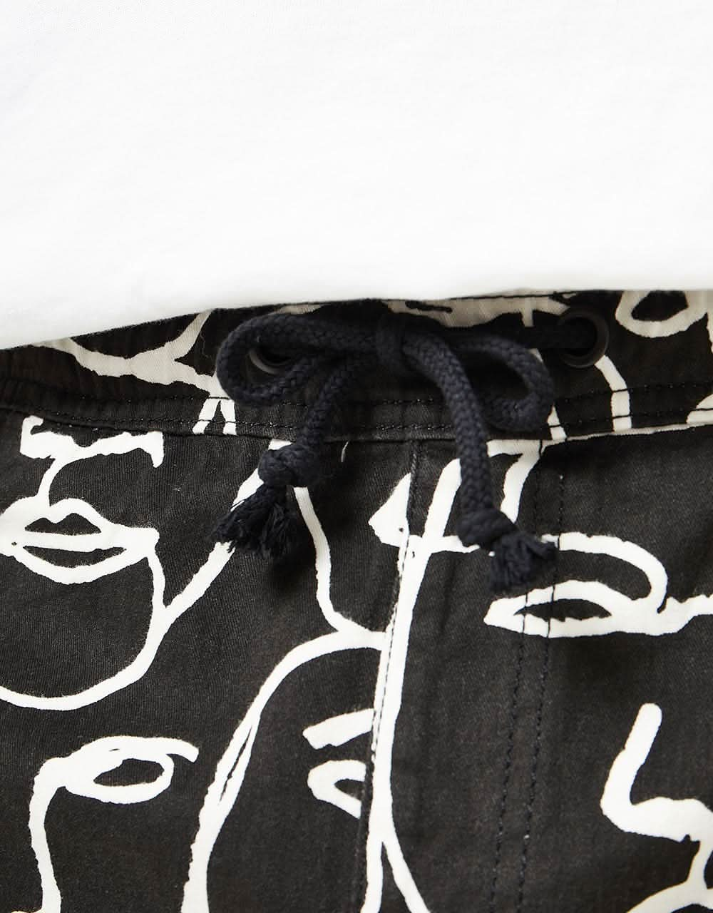 Route One Organic Beach Shorts - Faces Black/White