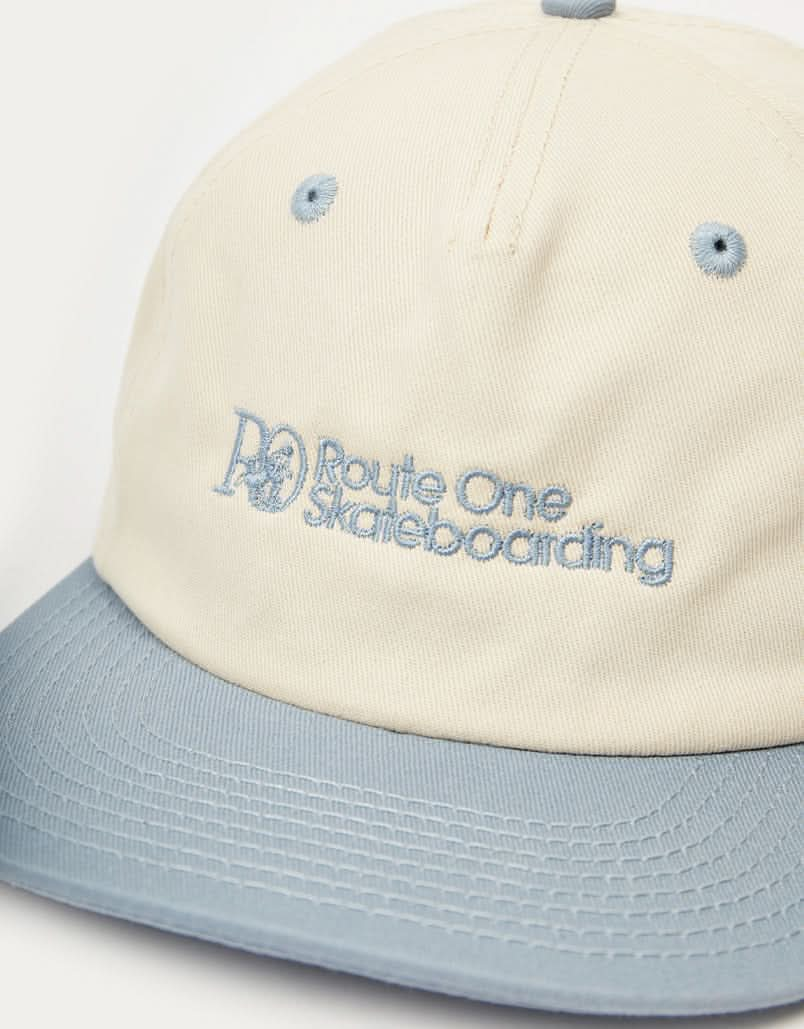 Route One Classics Unstructured Strapback Cap - Natural/Stone Blue