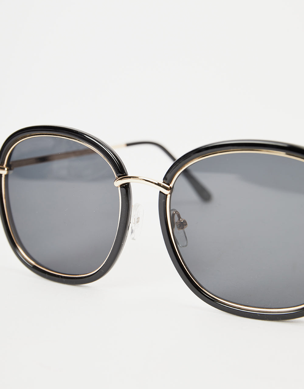 Route One Rimmed Sunglasses - Black/Gold (Black Lens)
