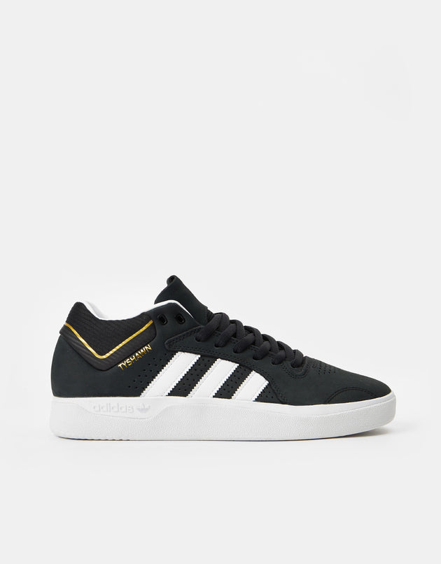 Adidas Tyshawn Skate Shoes - Core Black/White/Gold Metallic