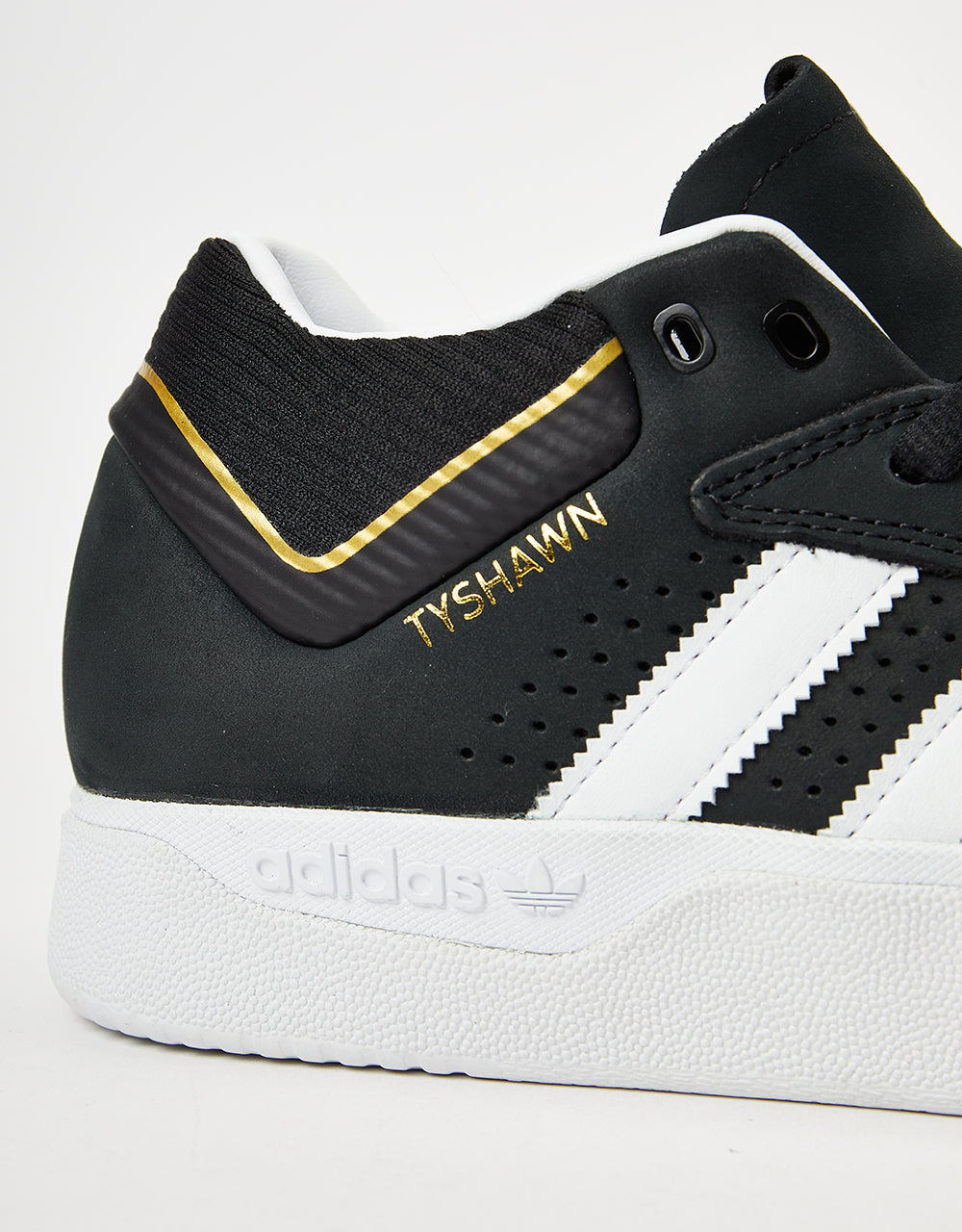Adidas Tyshawn Skate Shoes - Core Black/White/Gold Metallic