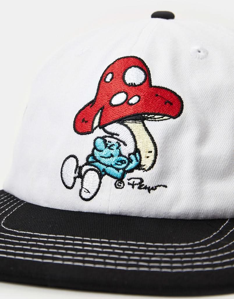Butter Goods x The Smurfs Mushroom 6 Panel Cap - White/Black