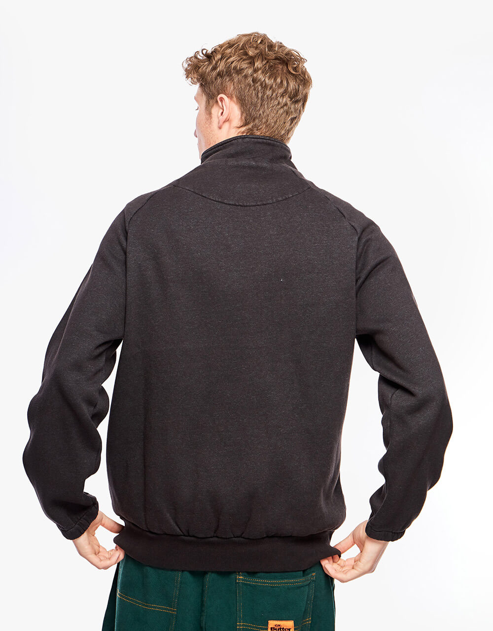 Butter Goods Pigment Dye 1/4 Zip Pullover - Washed Black