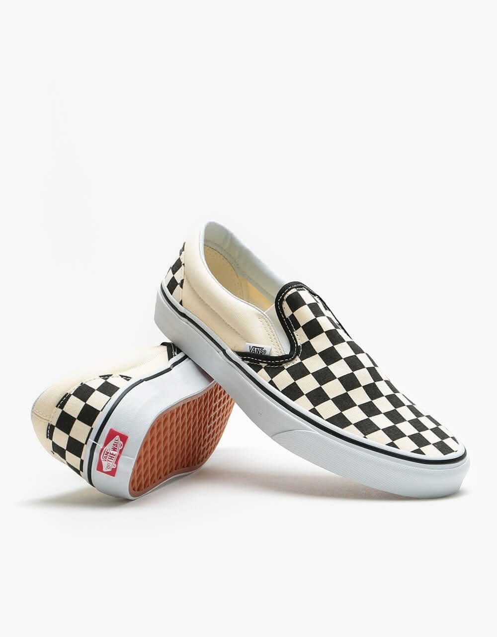 Vans Classic Slip On Skate Shoes - Black/White/Checker White