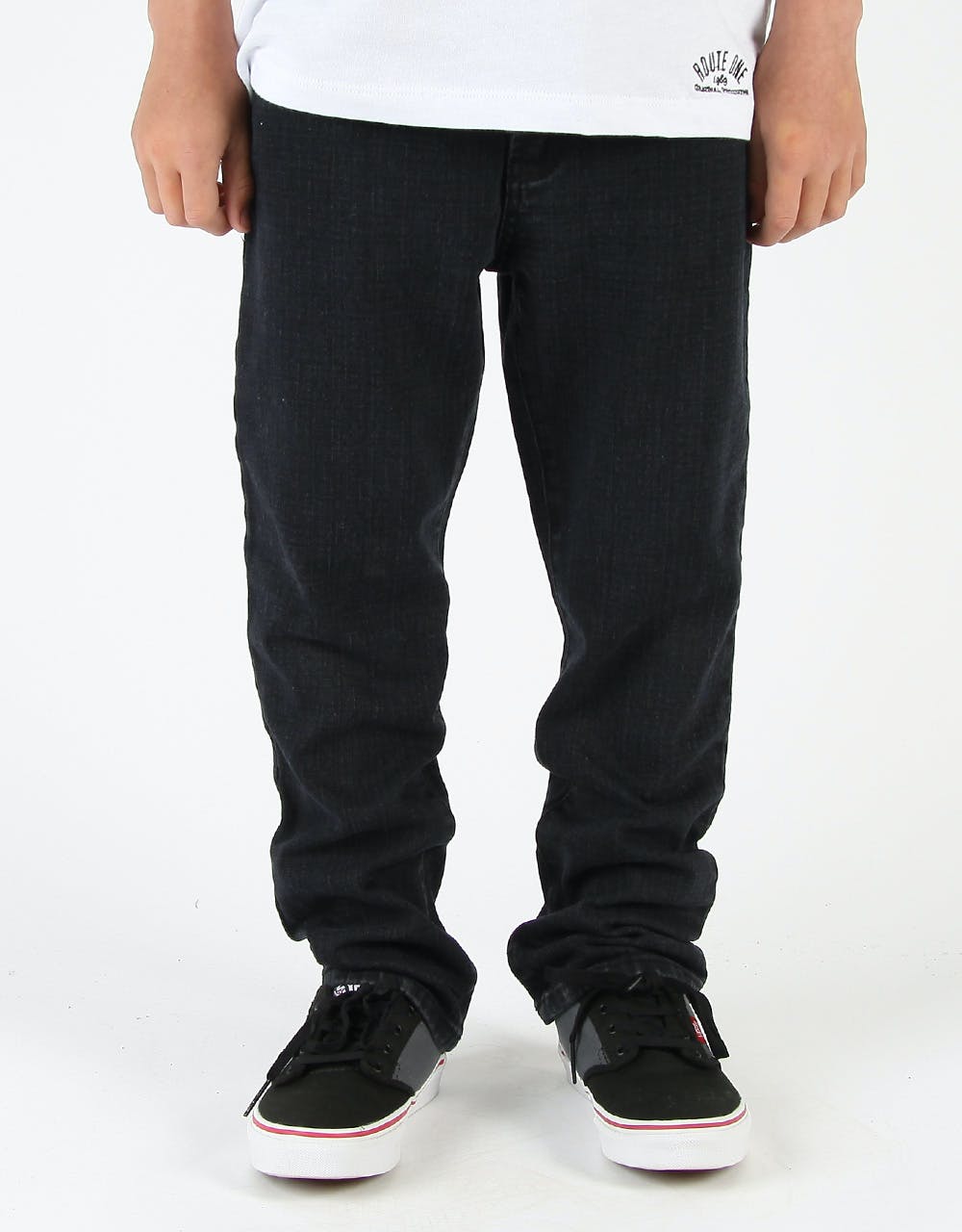 Route One Straight Fit Kids Jeans - Black