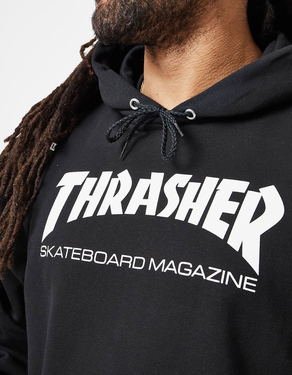 thrasher hoodie black and white
