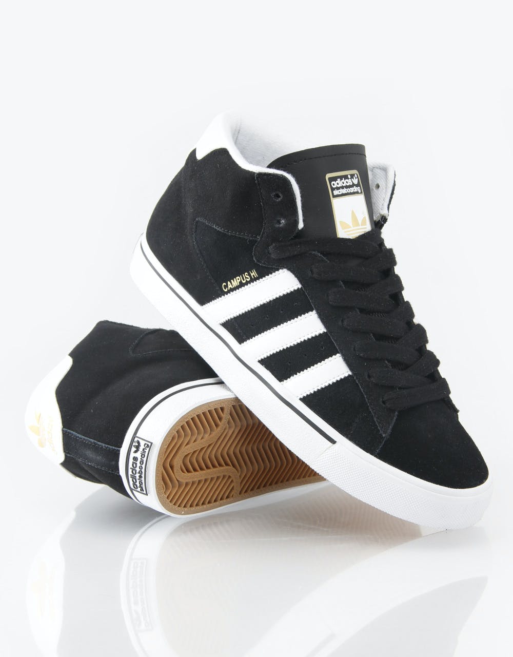 Adidas Campus Vulc Mid Skate Shoes - Black/White/Gold
