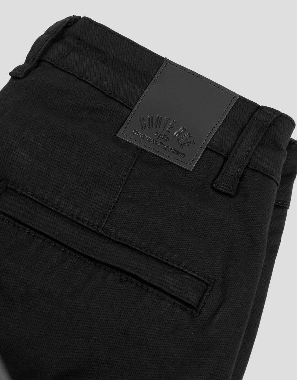 Route One Slim Fit Kids Chinos - Black