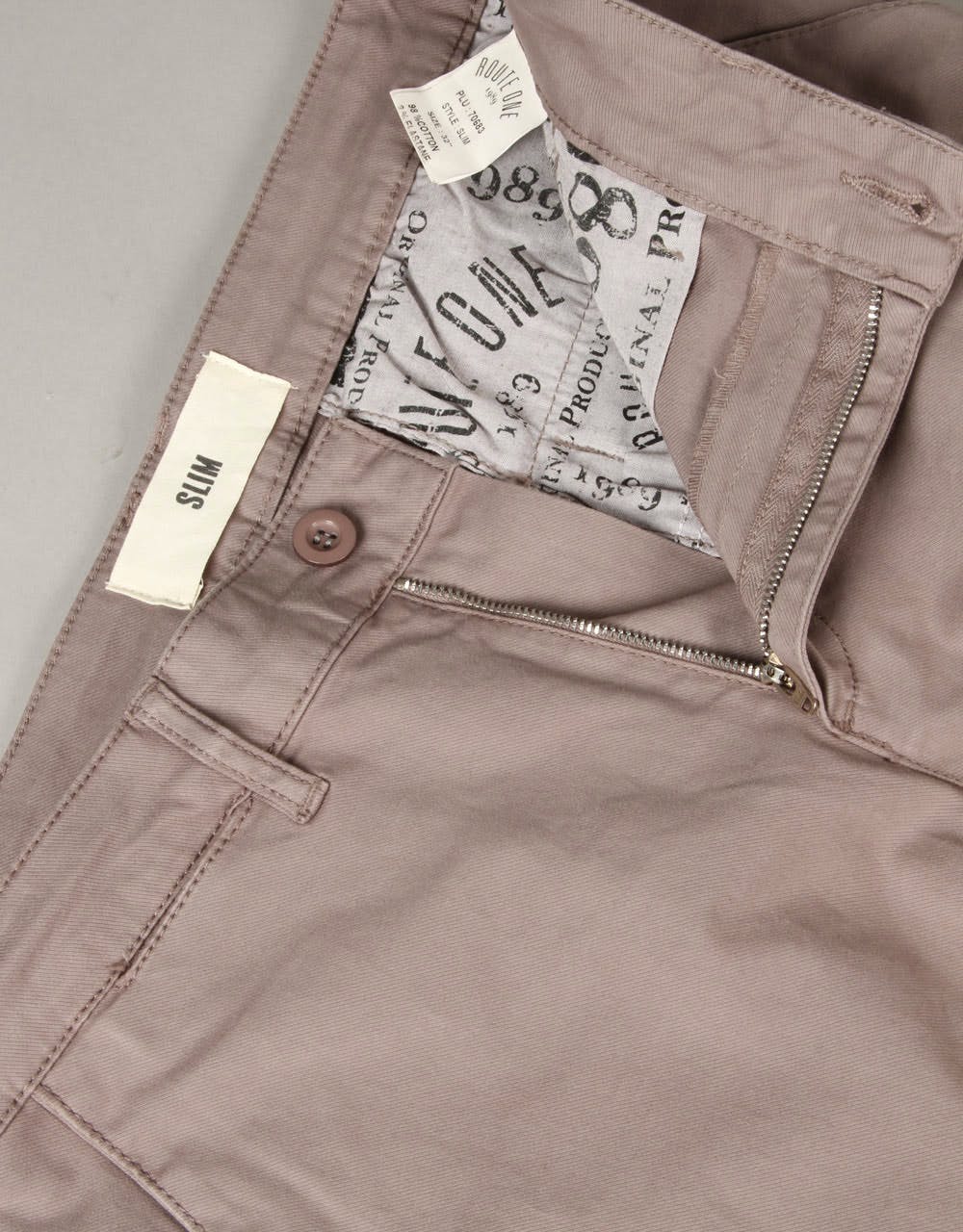 Route One Slim Fit Chinos - Grey