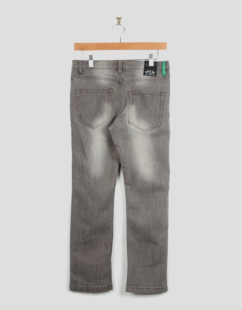 Route One Slim Fit Kids Jeans - Washed Grey